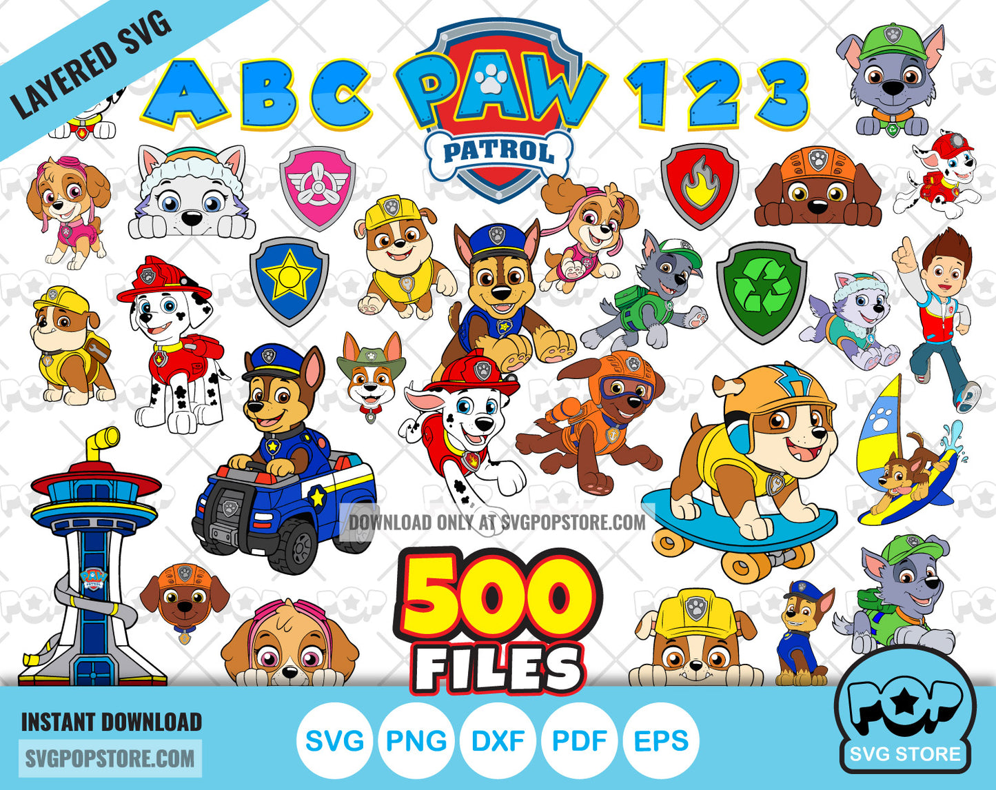 Paw Patrol Big Bundle 500 clipart files, svg cut files for Cricut / Silhouette, Paw Patrol png files N1