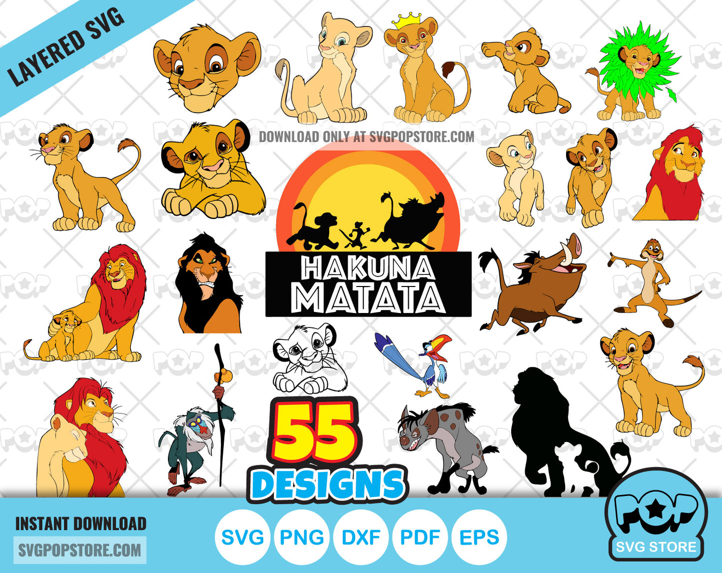 The Lion King clipart bundle, SVG cut files for Cricut Silhouette, SVG PNG DXF, instant download