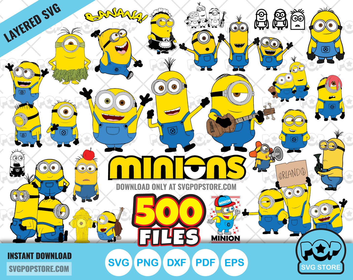 Minions Big Bundle 500 clipart files, Minions SVG cut files for Cricut / Silhouette, PNG files N1
