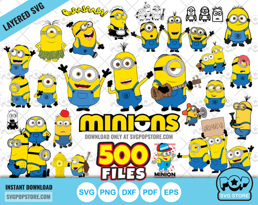 Minions Big Bundle 500 clipart files, Minions SVG cut files for Cricut / Silhouette, PNG files N1