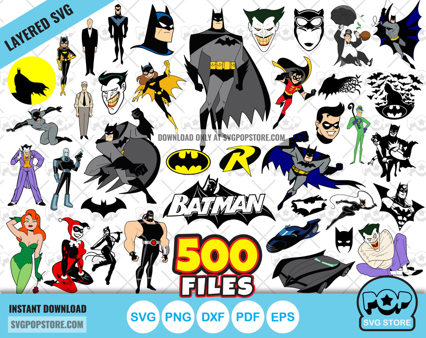 Batman Big Bundle 500 clipart files, Batman svg cut files for Cricut / Silhouette, png files N1