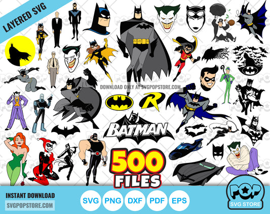Batman Big Bundle 500 clipart files, Batman svg cut files for Cricut / Silhouette, png files N1