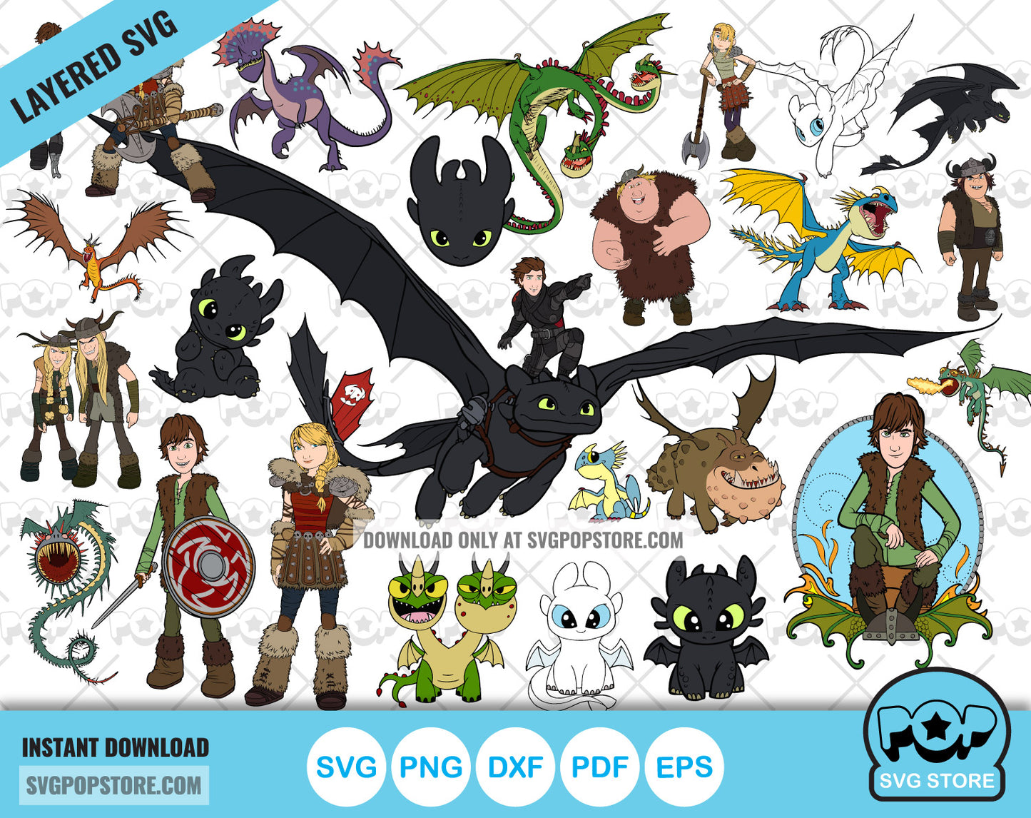 How to Train Your Dragon clipart bundle, svg cut files for Cricut / Silhouette, Toothless Clipart N1