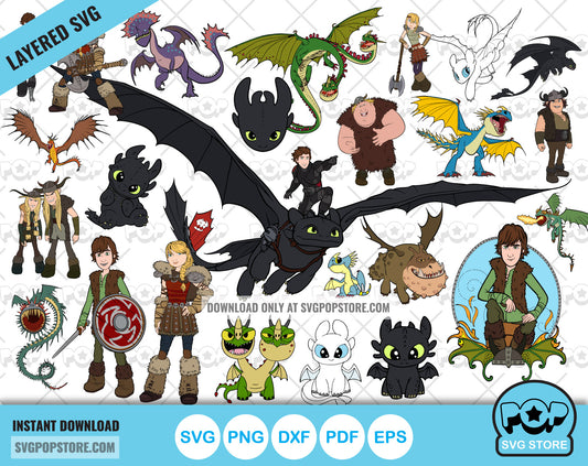 How to Train Your Dragon clipart bundle, svg cut files for Cricut / Silhouette, Toothless Clipart N1