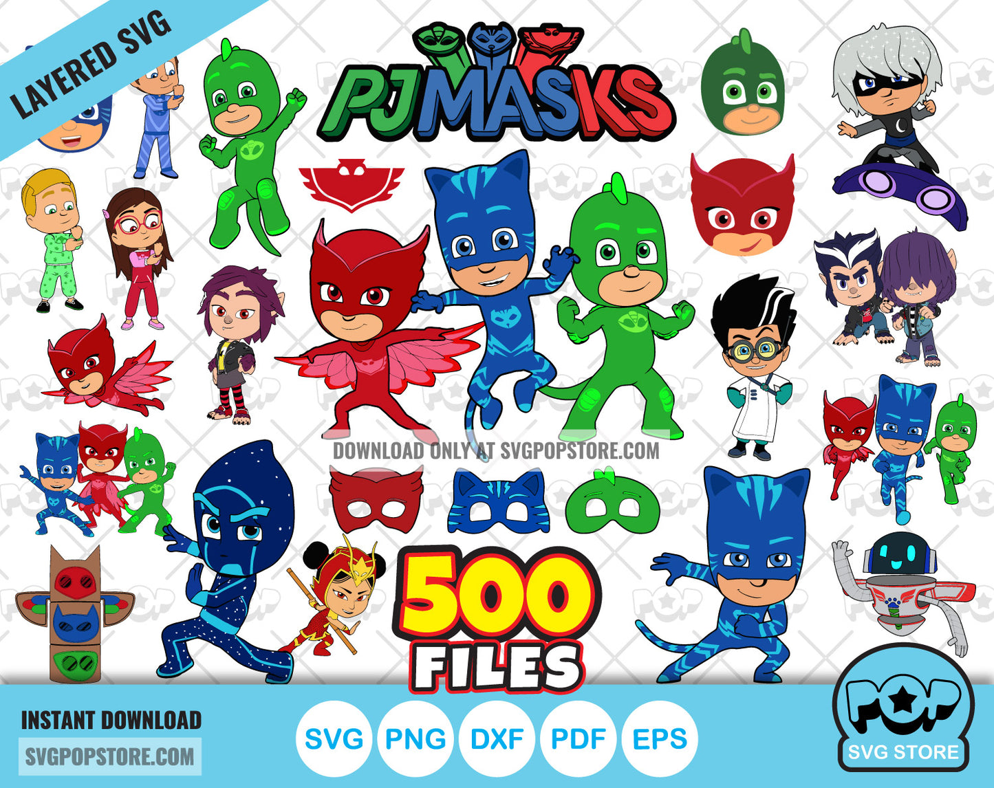 PJ Masks Big Bundle 500 clipart files, PJ Masks SVG cut files for Cricut / Silhouette, PNG files N1