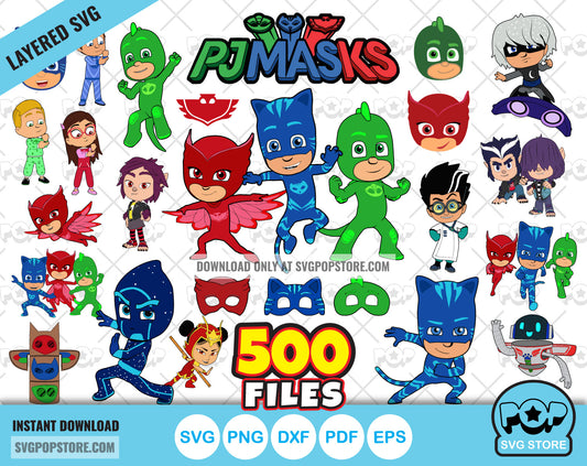 PJ Masks Big Bundle 500 clipart files, PJ Masks SVG cut files for Cricut / Silhouette, PNG files N1