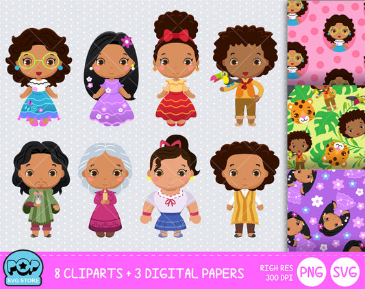 Cute Encanto clipart set, Disney Encanto clip art for decoration, scrapbooking, PNG, SVG, instant download
