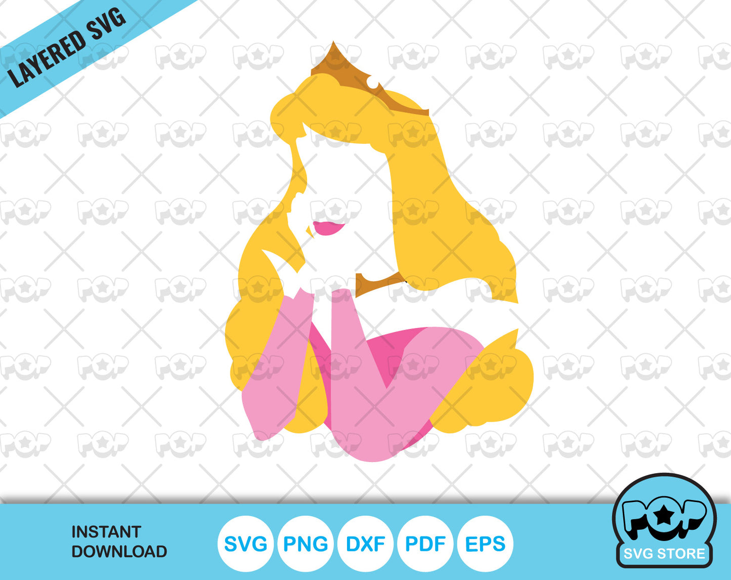 Princess Aurora clipart, Sleeping Beauty SVG cutting files for cricut silhouette, SVG, PNG, DXF, instant download