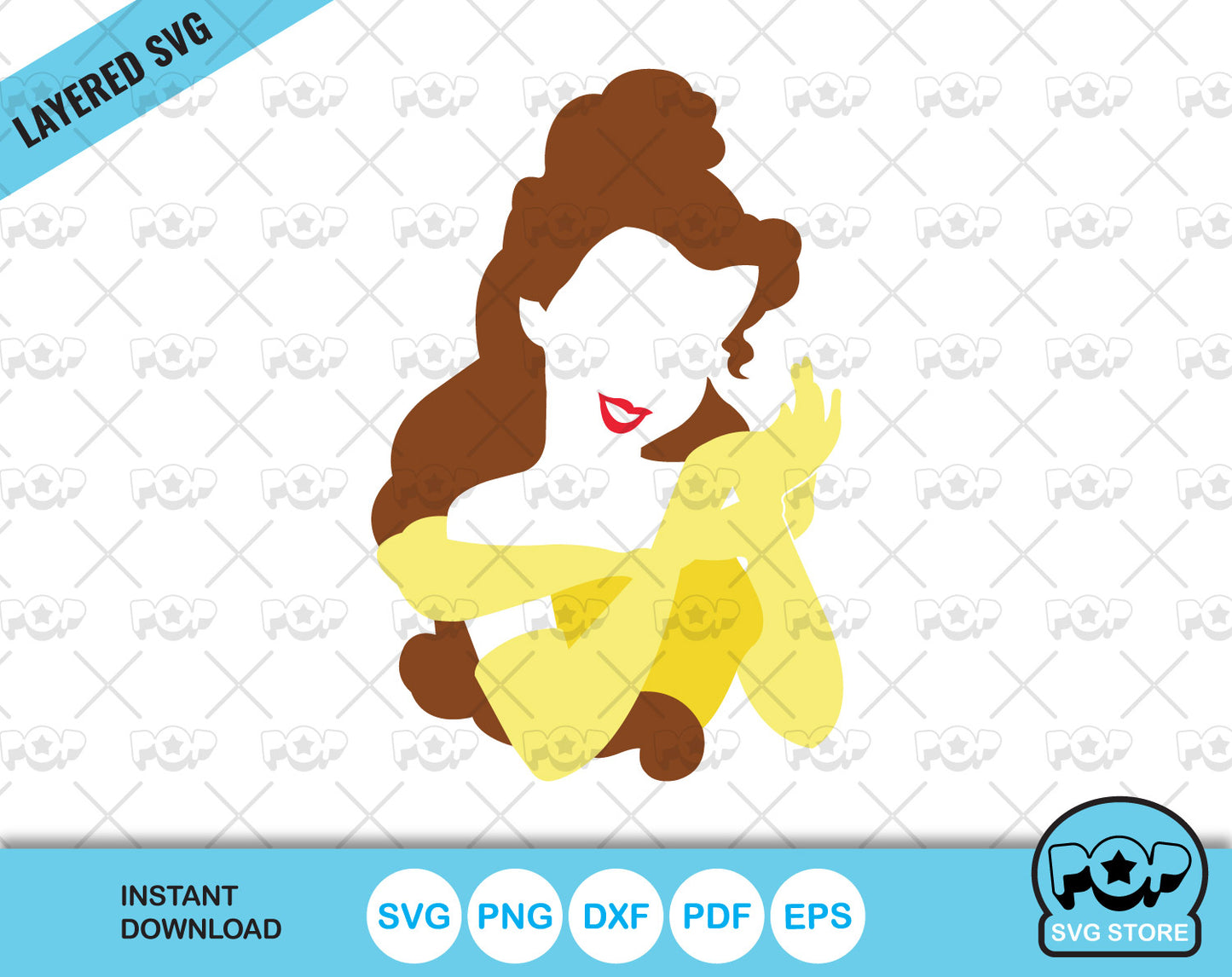 Princess Belle clipart, Beauty and the Beast SVG cutting files for cricut silhouette, SVG, PNG, DXF, instant download