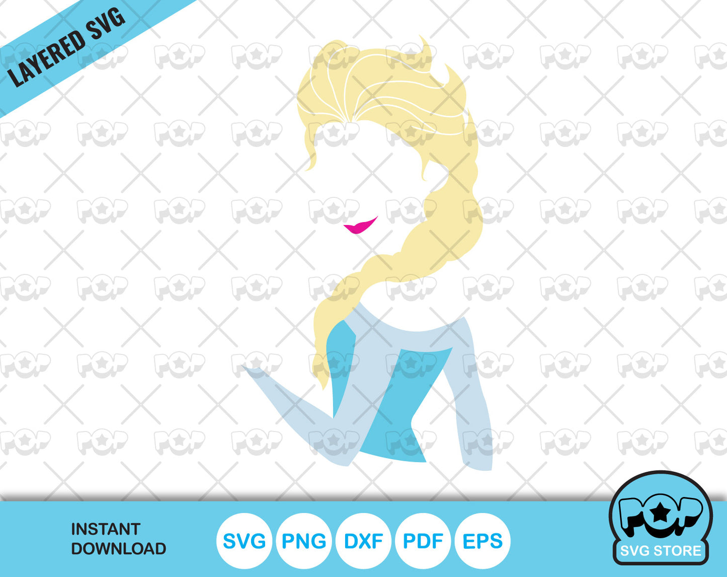 Princess Elsa clipart, Frozen SVG cutting files for cricut silhouette, SVG, PNG, DXF, instant download
