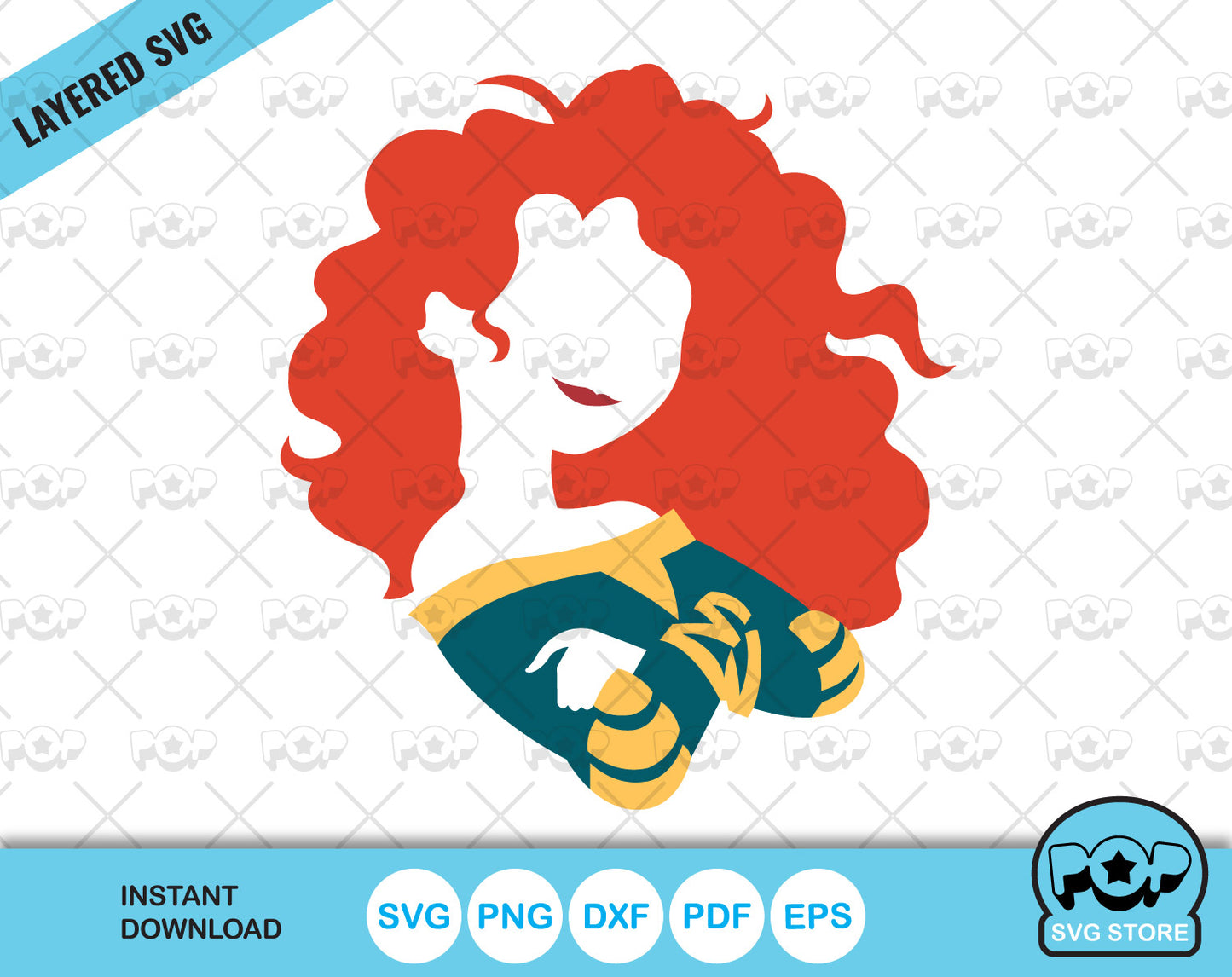Princess Merida clipart, Disney Brave SVG cutting files for cricut silhouette, SVG, PNG, DXF, instant download
