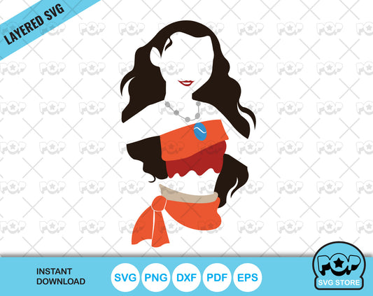 Princess Moana clipart, Moana SVG cutting files for cricut silhouette, SVG, PNG, DXF, instant download