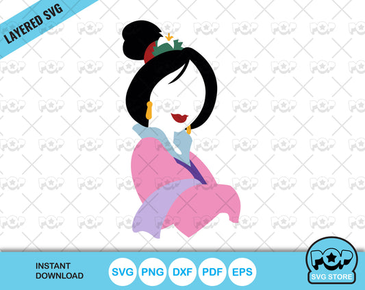 Princess Mulan clipart, Mulan SVG cutting files for cricut silhouette, SVG, PNG, DXF, instant download
