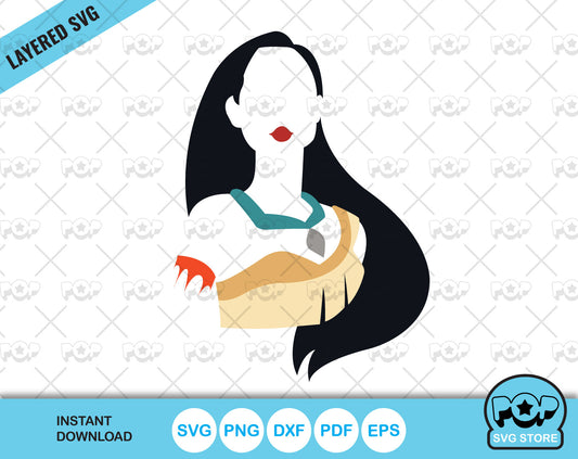 Princess Pocahontas clipart, Pocahontas SVG cutting files for cricut silhouette, SVG, PNG, DXF, instant download