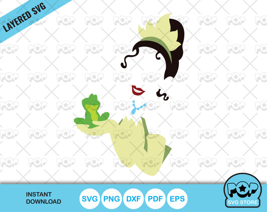 Princess Tiana clipart, The Princess and the Frog SVG cutting files for cricut silhouette, SVG, PNG, DXF, instant download