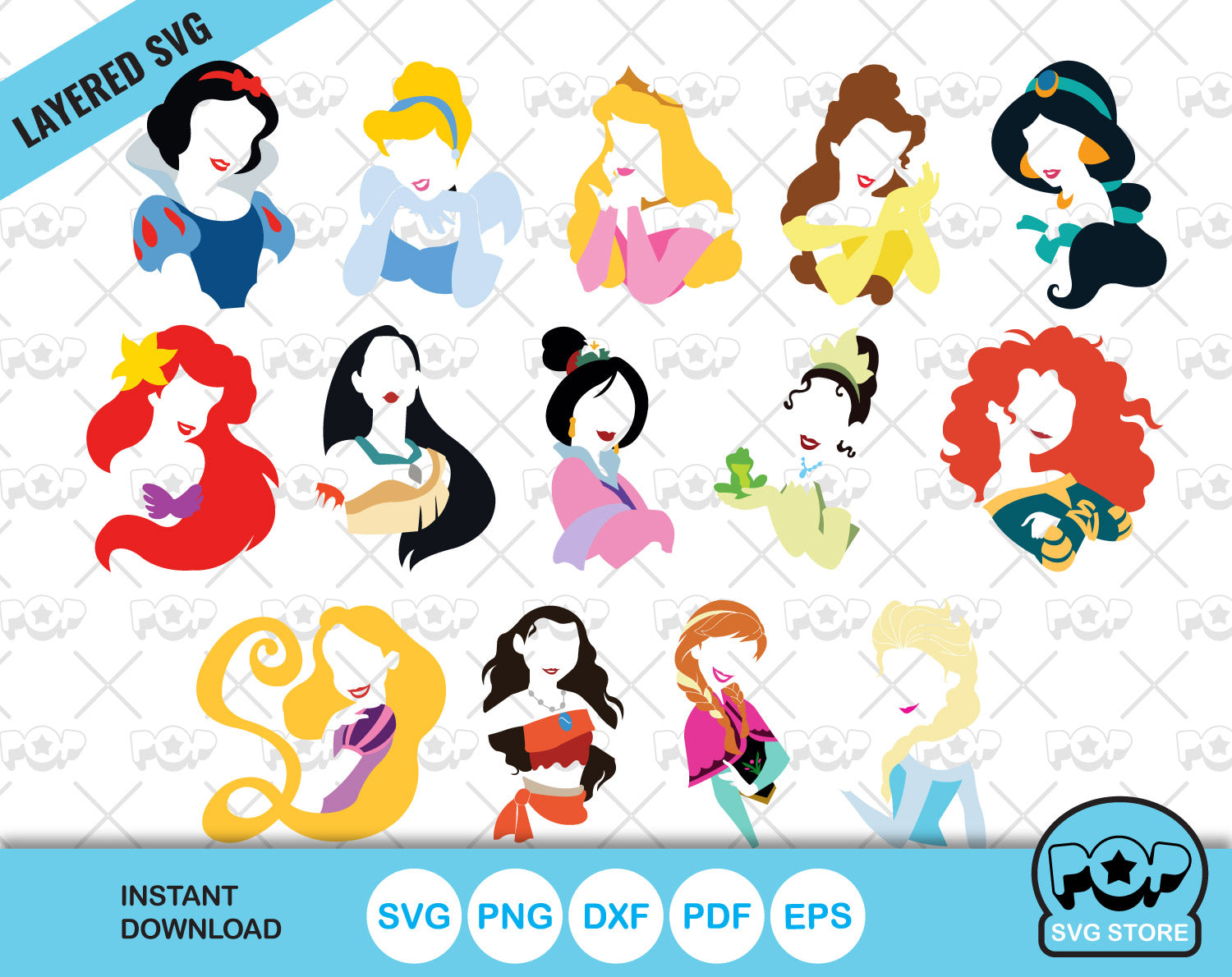 Disney Princesses clipart bundle, SVG cutting files for cricut ...