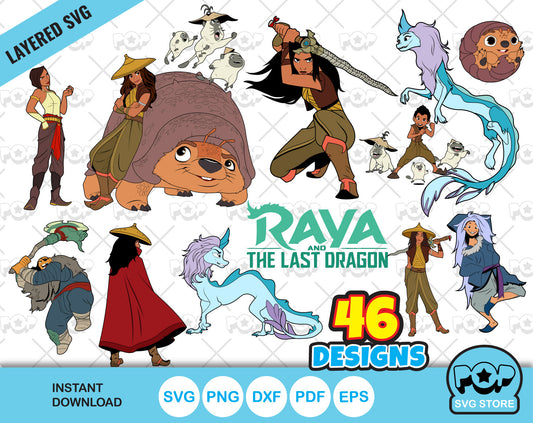 Raya and the Last Dragon clipart bundle, Raya SVG cut files for cricut silhouette, SVG, PNG, DXF, instant download