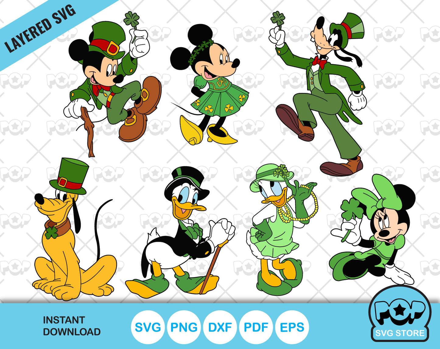 Mickey Saint Patrick's Day clipart bundle, SVG cut files for Cricut / Silhouette, instant download