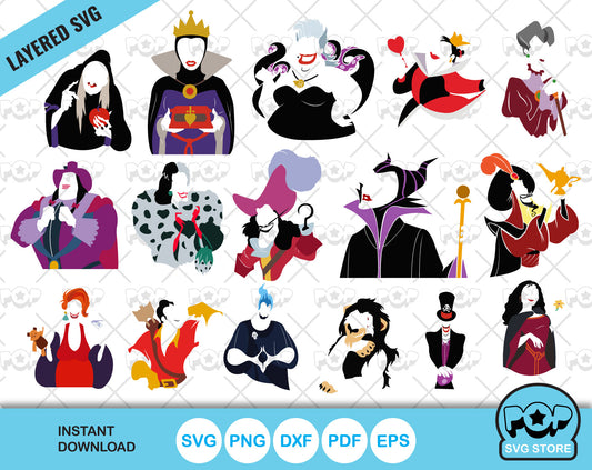 Disney Villains clipart bundle, SVG cut files for Cricut / Silhouette, PNG, DXF, instant download