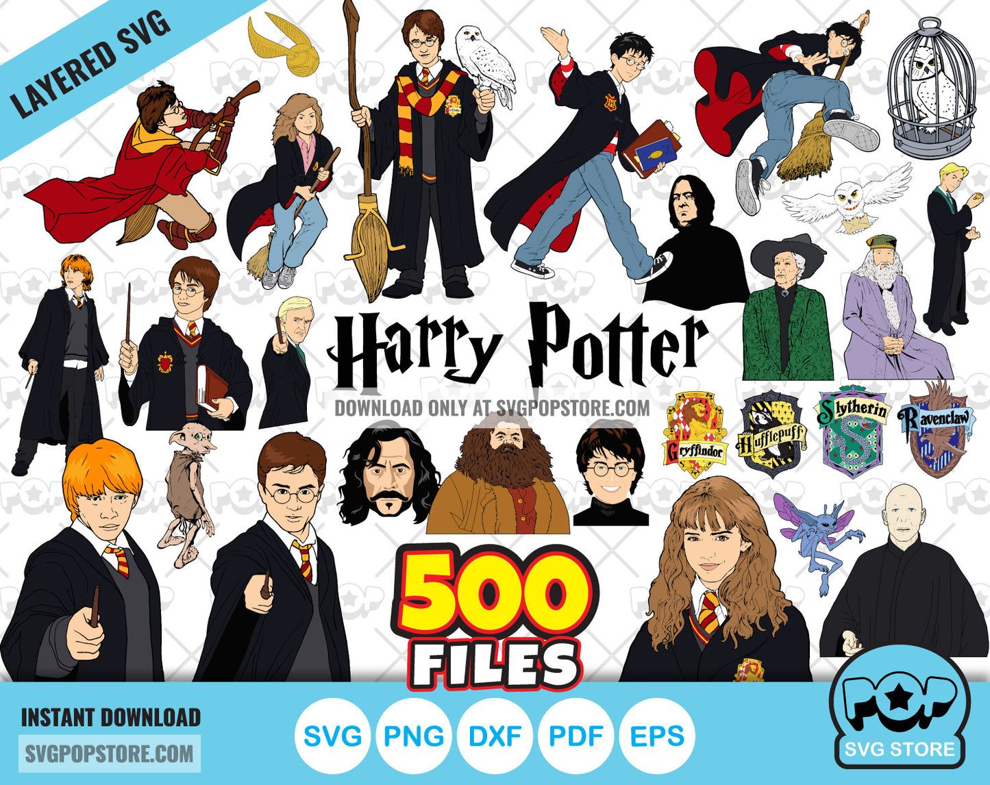 Harry Potter Big Bundle 500 clipart files, SVG cut files for Cricut / Silhouette, PNG files N1
