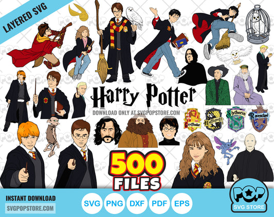Harry Potter Big Bundle 500 clipart files, SVG cut files for Cricut / Silhouette, PNG files N1