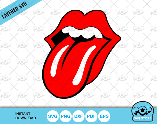 Lips and Tongue logo vector clipart, SVG cutting files for cricut silhouette, SVG, PNG, DXF, instant download