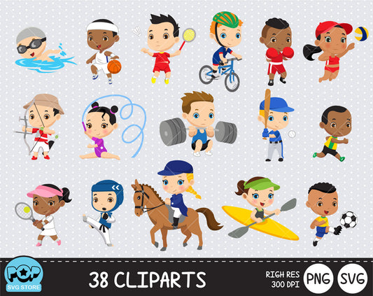 Olympic Games clipart set, Sports Digital clip art for decoration, scrapbooking, PNG, SVG, instant download