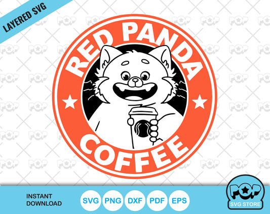 Red Panda Coffee clipart, Starbucks / Turning Red SVG cut file for Cricut / Silhouette, SVG, PNG, DXF, instant download