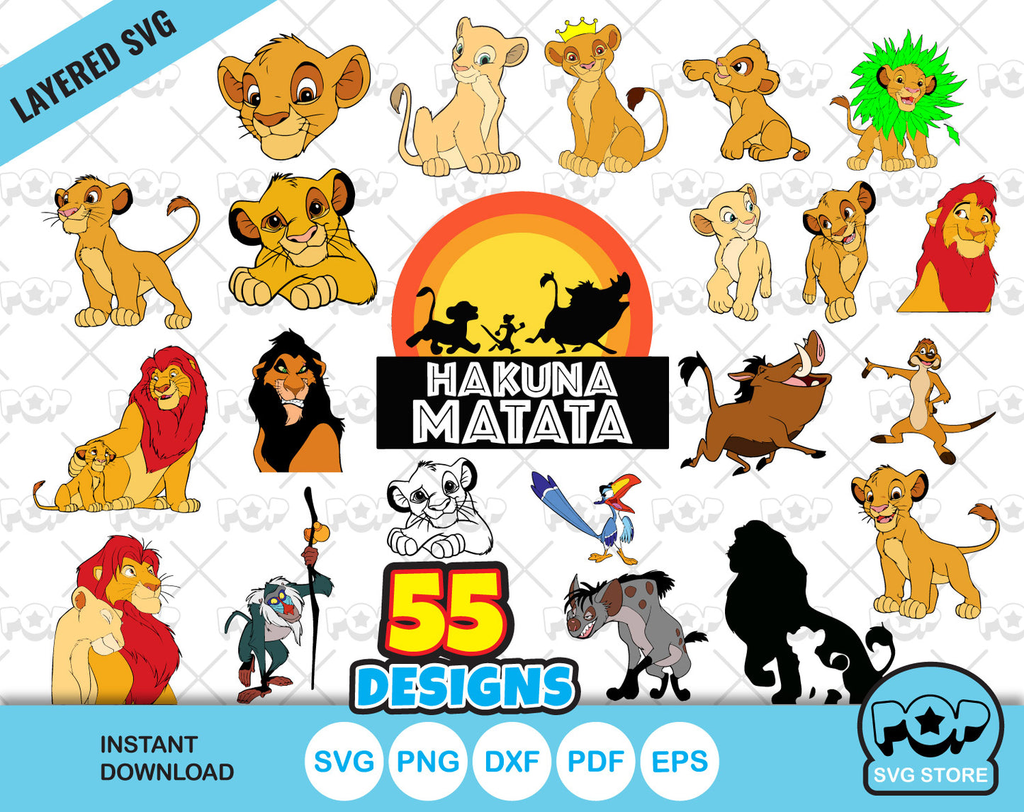 The Lion King 55 cliparts bundle, SVG cut files for Cricut Silhouette, SVG PNG DXF, instant download