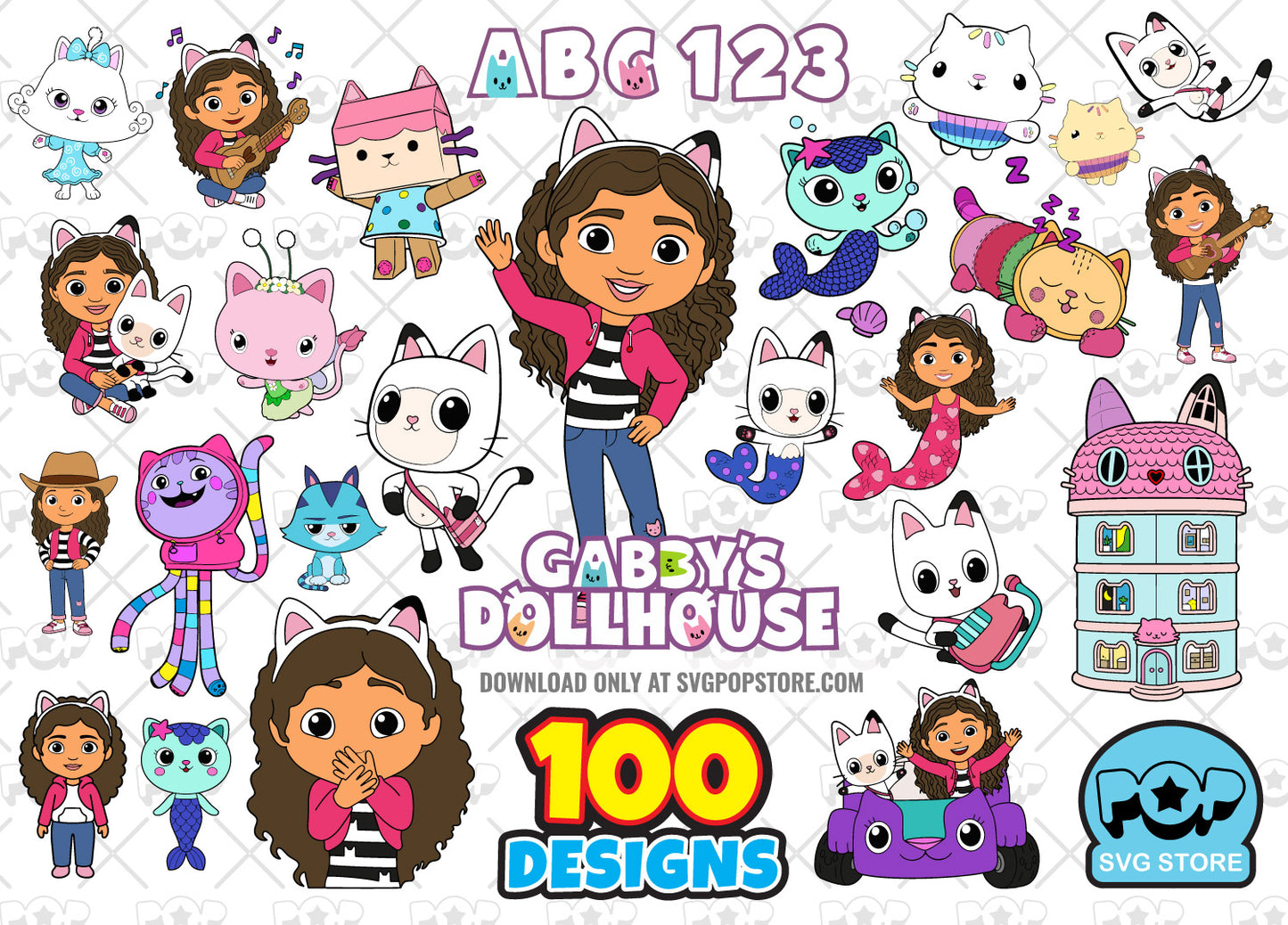 Gabby's Dollhouse 100 cliparts bundle + alphabet, Gabby Dollhouse svg cut files for Cricut / Silhouette, png files N1