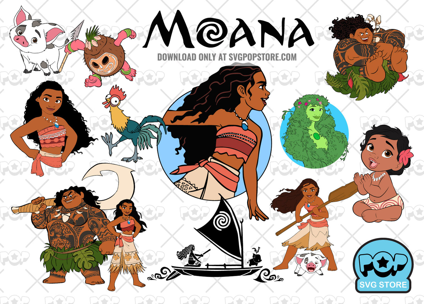 Moana clipart set, Moana svg cut files for Cricut / Silhouette, Moana png  N1