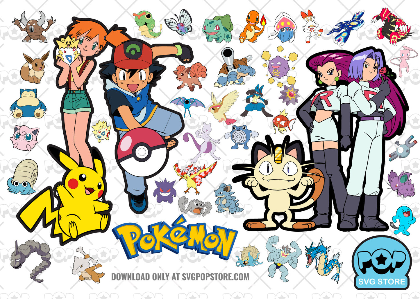 Pokemon 200+ cliparts bundle, SVG cut files for Cricut / Silhouette, PNG, DXF, instant download