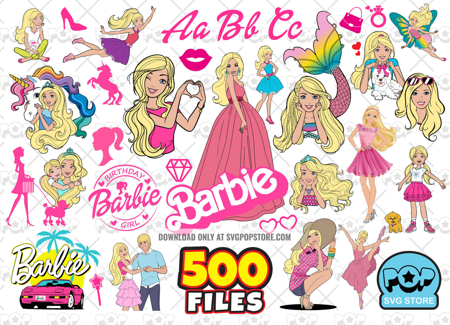 Barbie Big Bundle 500 clipart files + alphabet, Barbie svg cut files for Cricut / Silhouette, Barbie PNG  N1