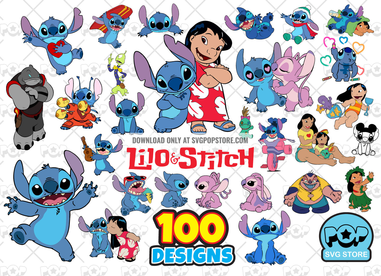 Lilo & Stitch clipart bundle, Lilo and Stitch SVG cut files for Cricut / Silhouette, PNG DXF N1