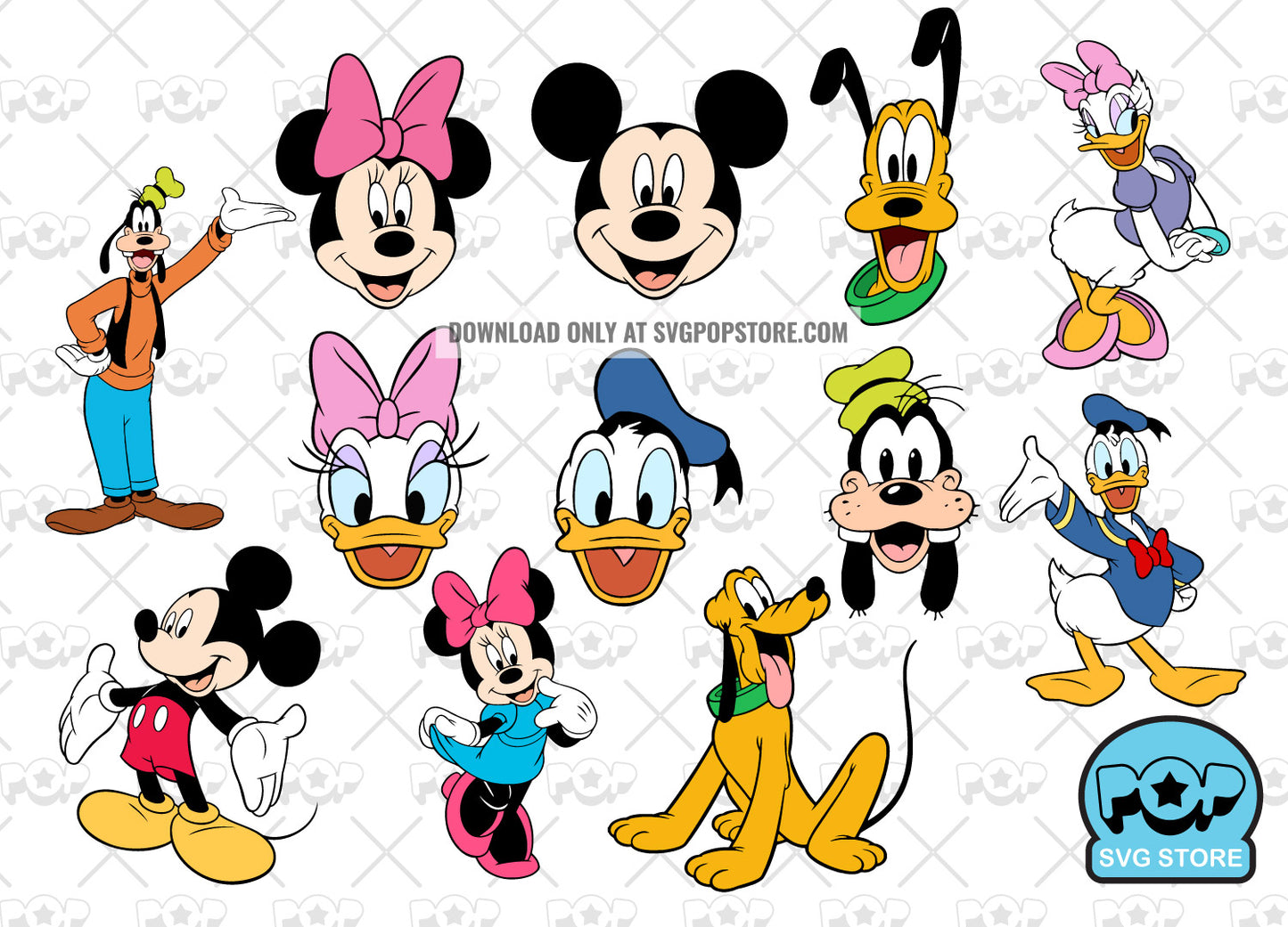 Mickey and Friends clipart set, svg cutting files for Cricut / Silhouette, SVG, PNG, DXF N1