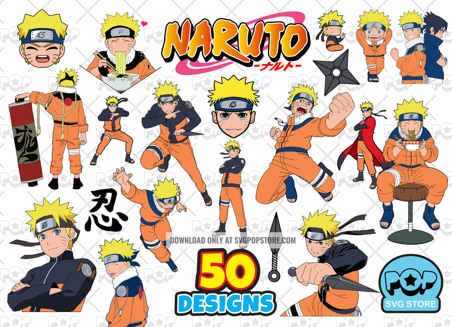 Naruto clipart set, Naruto SVG cut files for Cricut / Silhouette, SVG, PNG, DXF, instant download