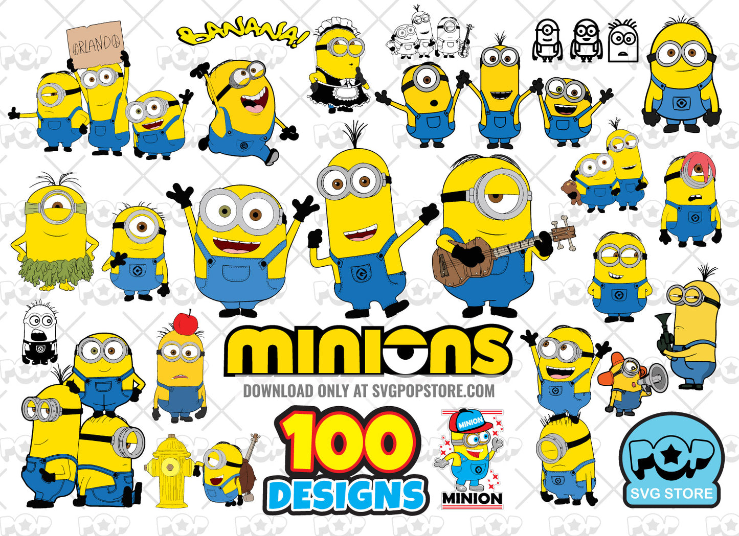 Minions clipart bundle, Minions SVG cut files for Cricut / Silhouette, PNG, DXF N1