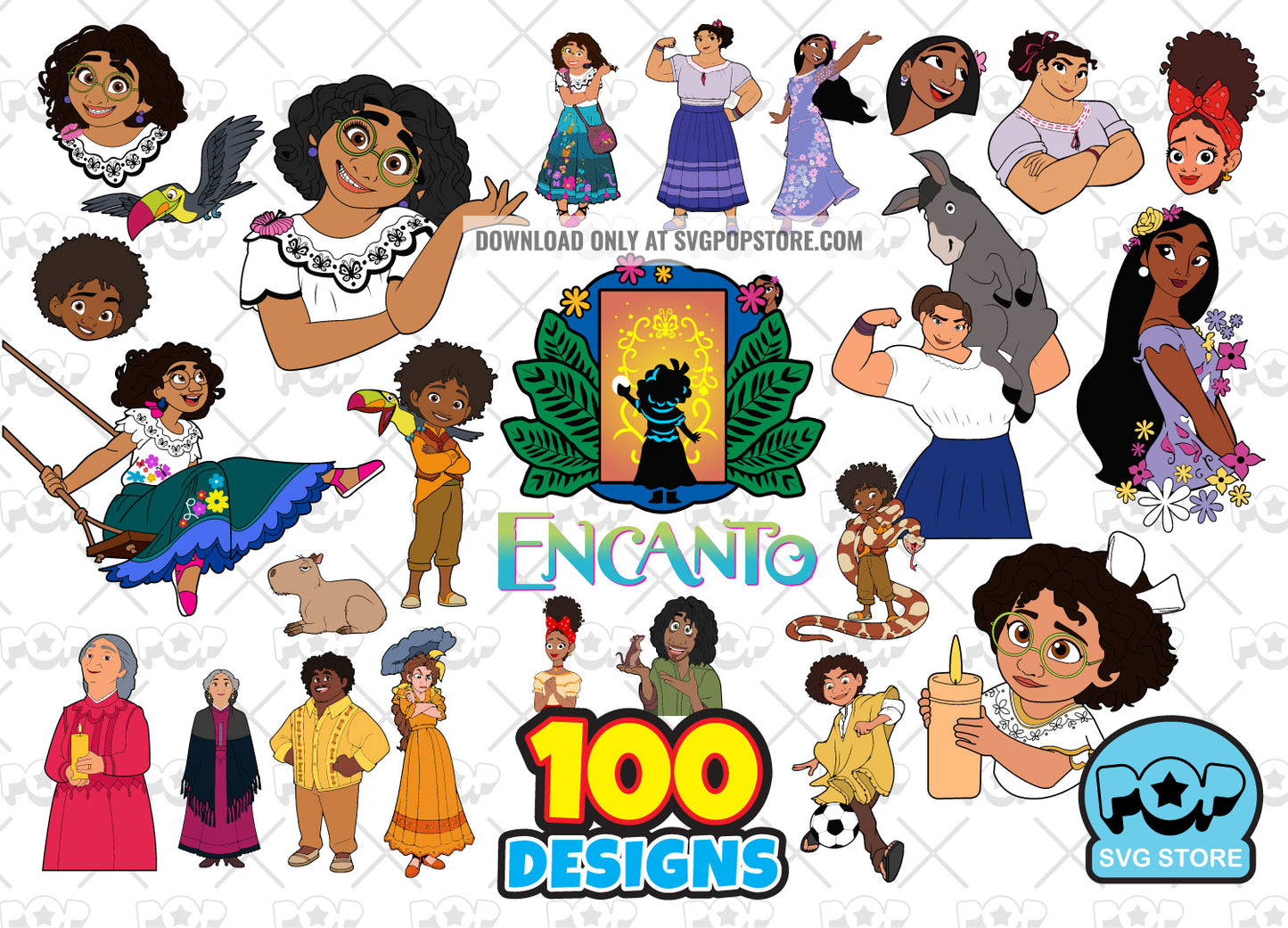 Disney Encanto 80 cliparts bundle, SVG cutting files for cricut silhouette, SVG, PNG, DXF, instant download