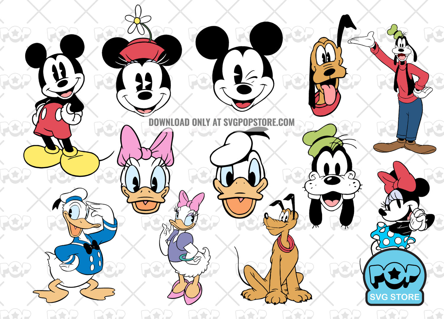 Classic Mickey and Friends clipart set, svg cut files for Cricut / Silhouette, Mickey & friends png N1