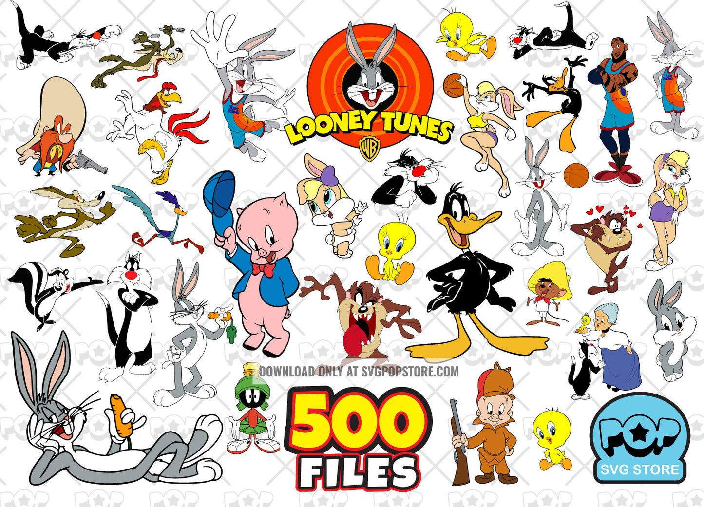 Looney Tunes Big Bundle 500 clipart files, SVG cut files for Cricut / Silhouette, Bugs Bunny PNG files N1