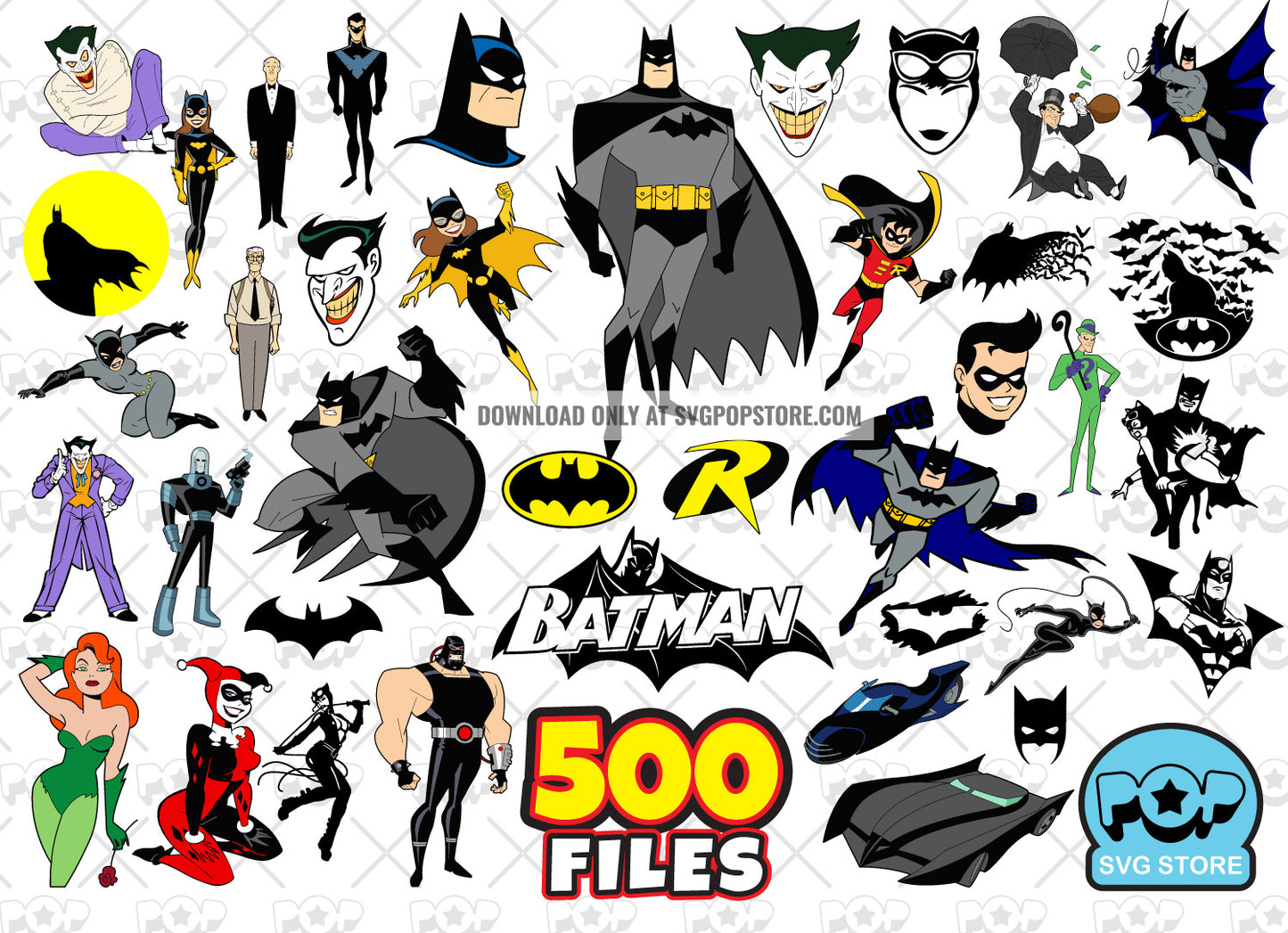 Batman Big Bundle 500 clipart files, Batman svg cut files for Cricut / Silhouette, png files N1