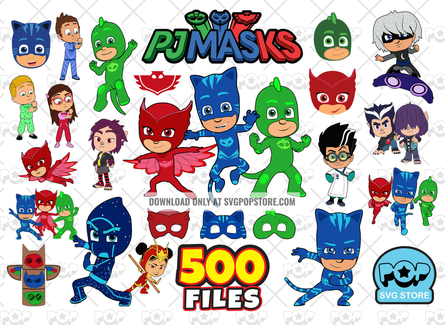 PJ Masks Big Bundle 500 clipart files, PJ Masks SVG cut files for Cricut / Silhouette, PNG files N1