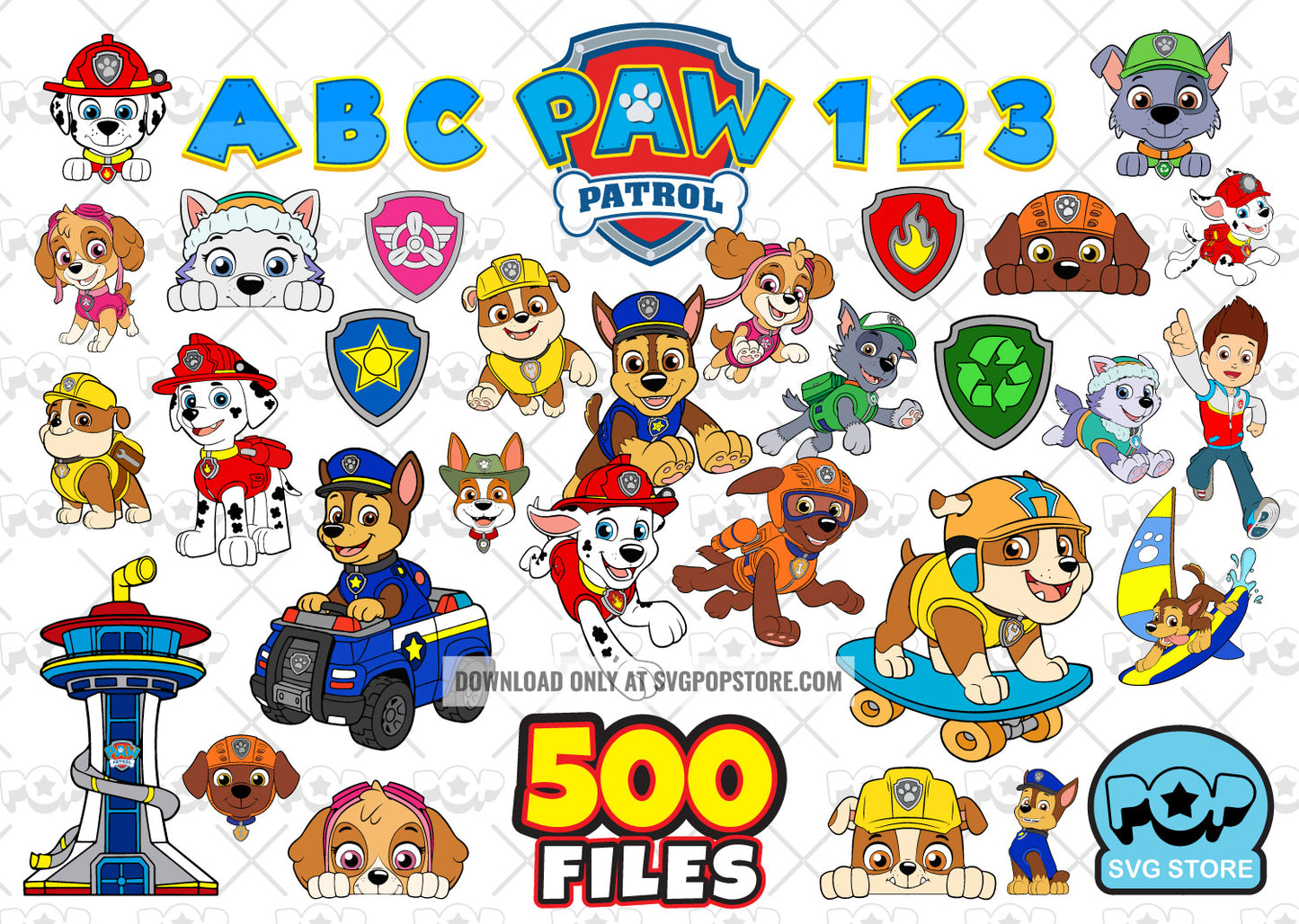 Paw Patrol Big Bundle 500 clipart files, svg cut files for Cricut / Silhouette, Paw Patrol png files N1