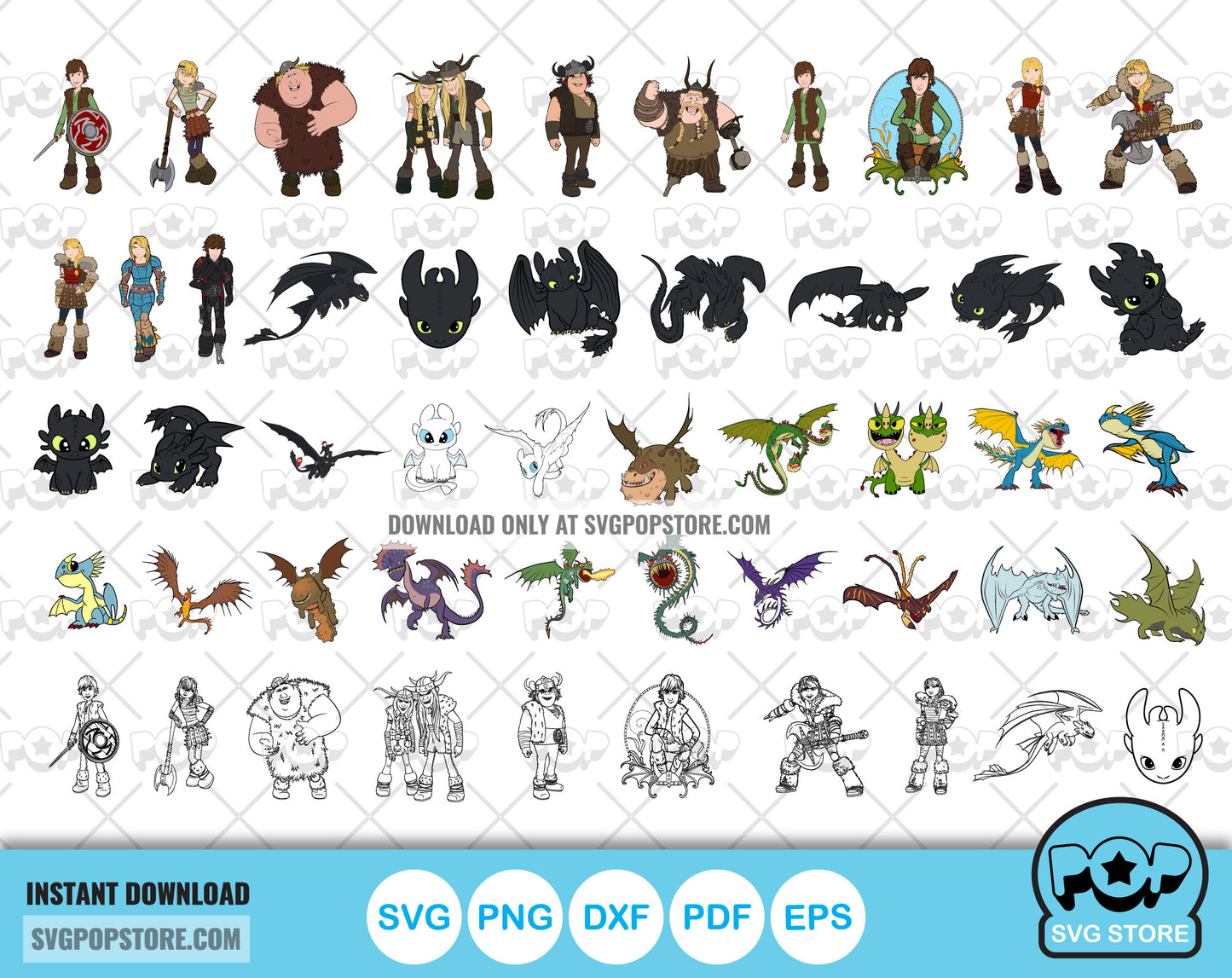 How to Train Your Dragon clipart bundle, svg cut files for Cricut / Silhouette, Toothless Clipart N1
