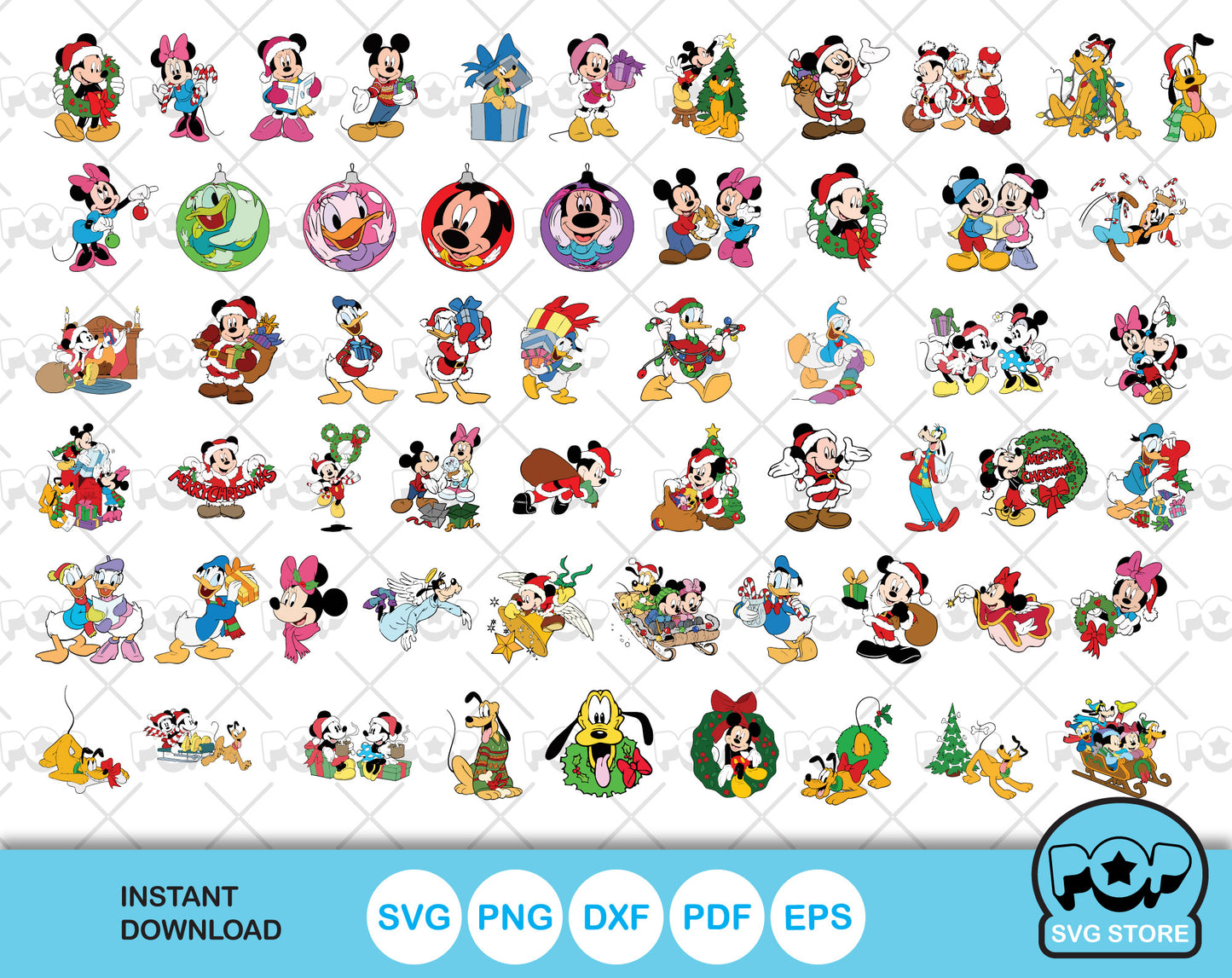 Disney Christmas 100+ cliparts bundle, Mickey and Friends Christmas cliparts, SVG cut files for cricut silhouette, SVG, PNG, DXF, instant download
