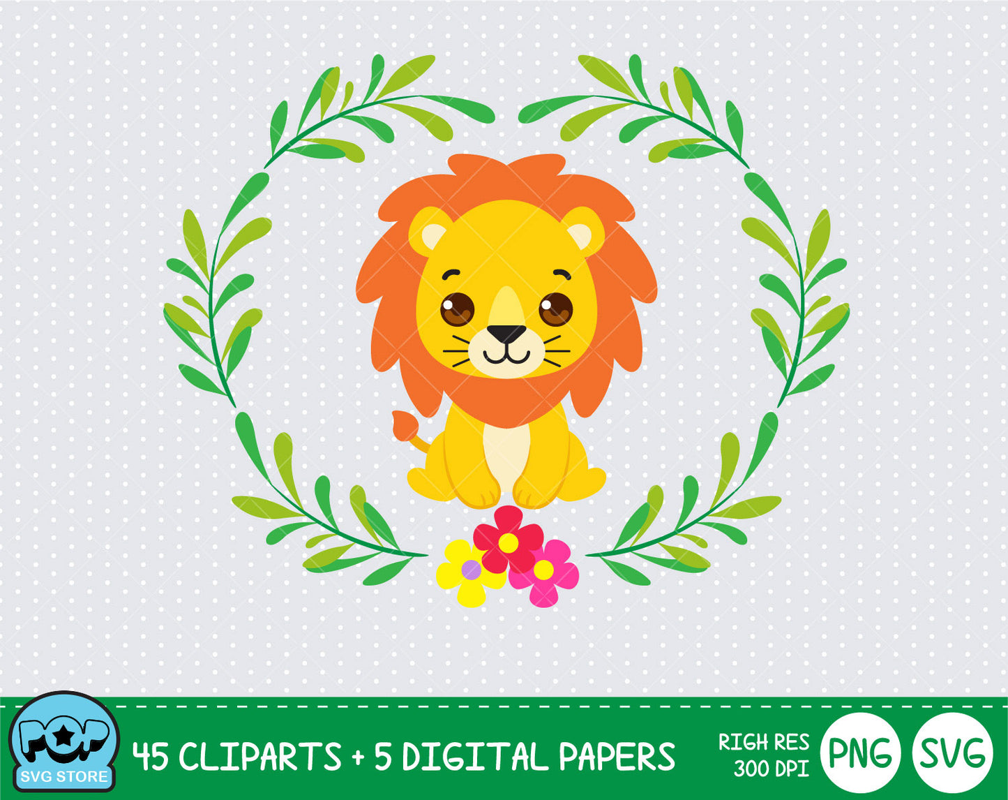 Cute Safari Animals clipart set, Digital clip art for decoration, scrapbooking, PNG, SVG, instant download