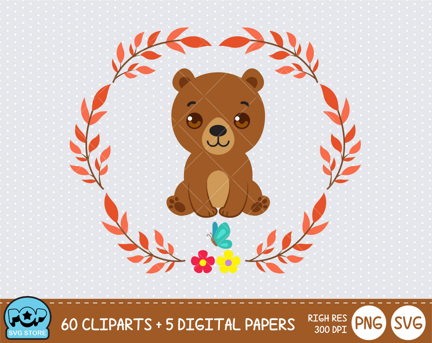 Woodland Animals clipart set, Digital clip art for decoration, scrapbooking, PNG, SVG, instant download