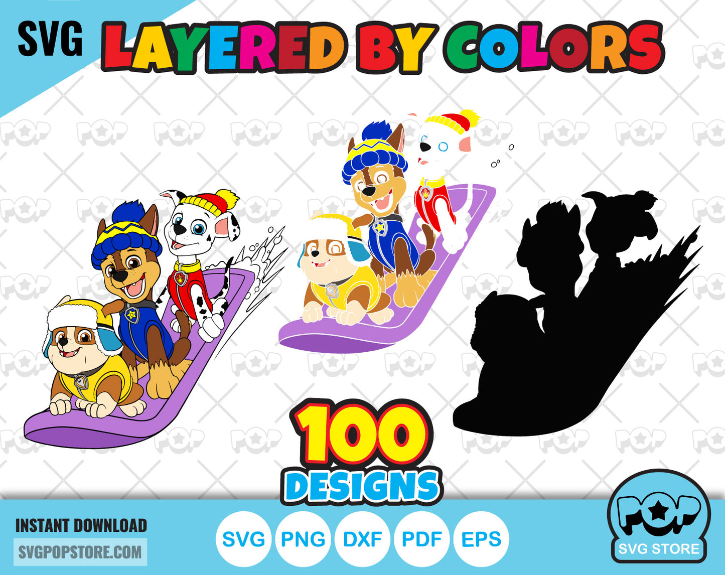 Paw Patrol 100 cliparts bundle, SVG cut files for Cricut / Silhouette, SVG, PNG, DXF N1