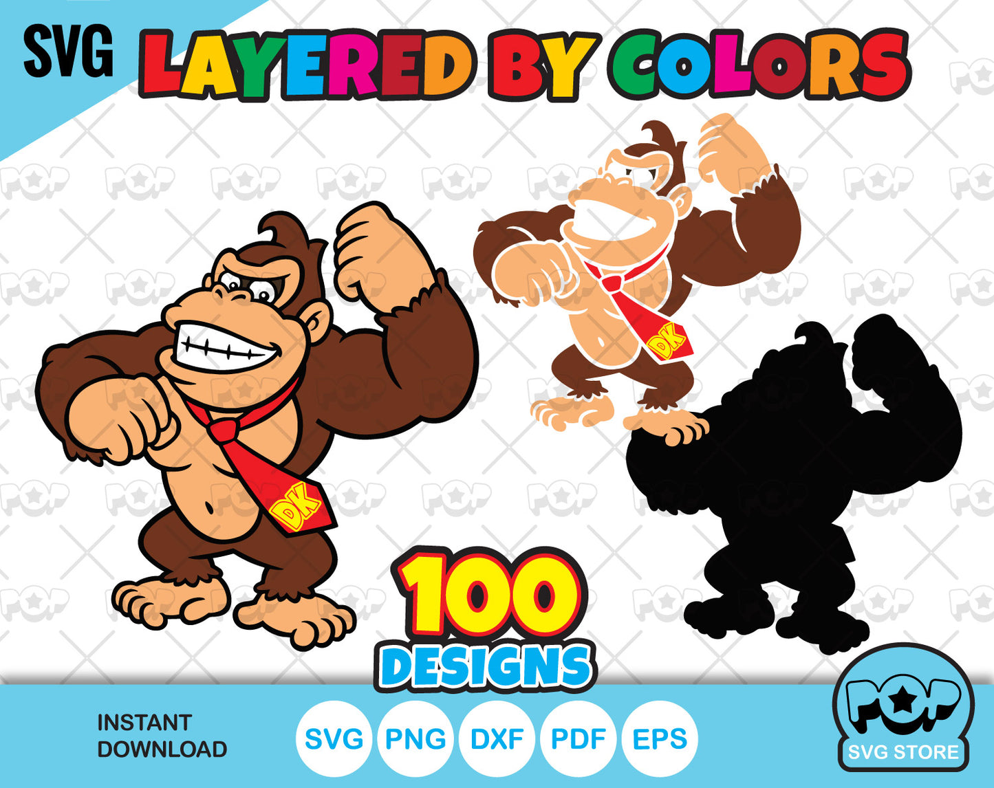 Donkey Kong 100 cliparts bundle, Donkey Kong svg cut files for Cricut / Silhouette, Donkey Kong png, dxf