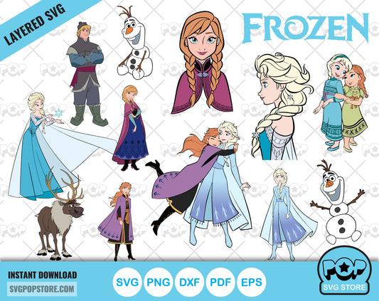 Disney Frozen clipart set, Frozen SVG cut files for Cricut / Silhouette, Frozen Princesses PNG